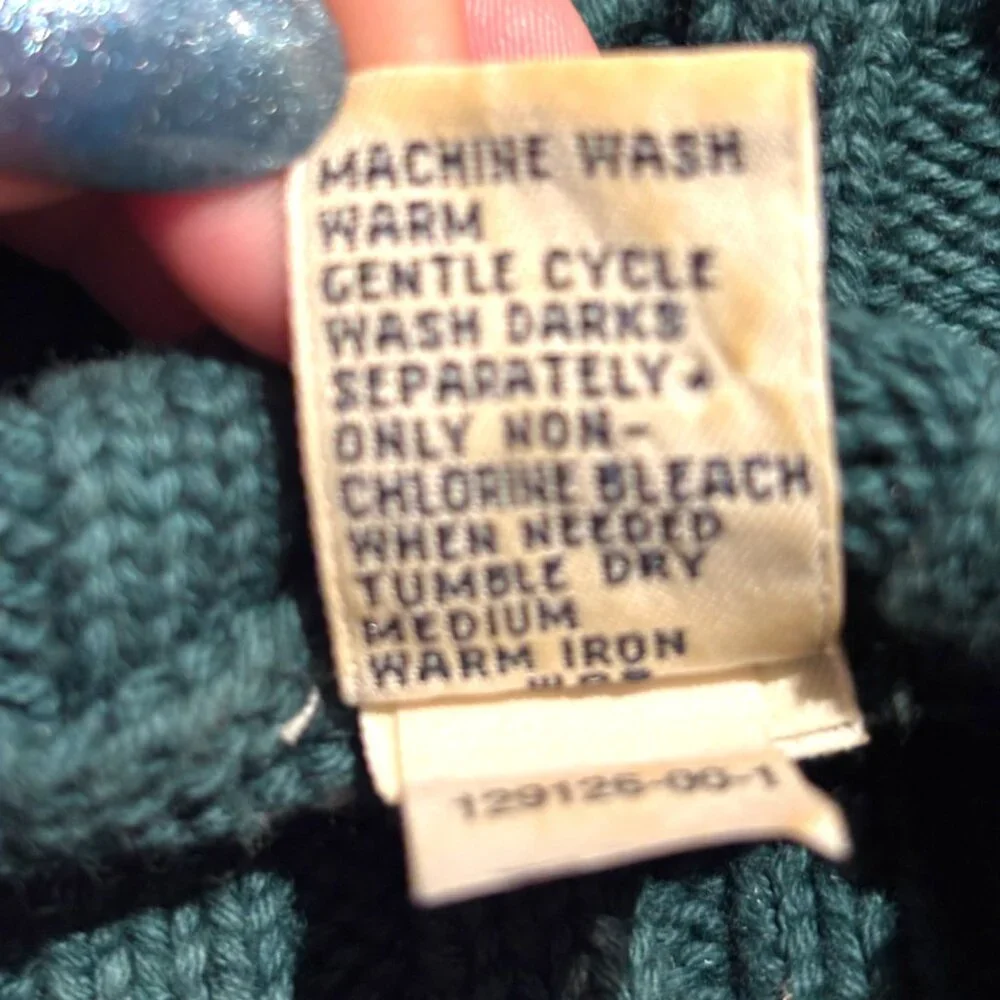 Vtg Gap Snowflake‎ Mock Neck Sweater Sz Large Green Women's Y2K